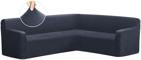 ALIECOM Velvet L-Shaped Sofa Cover with Slip-Proof Design