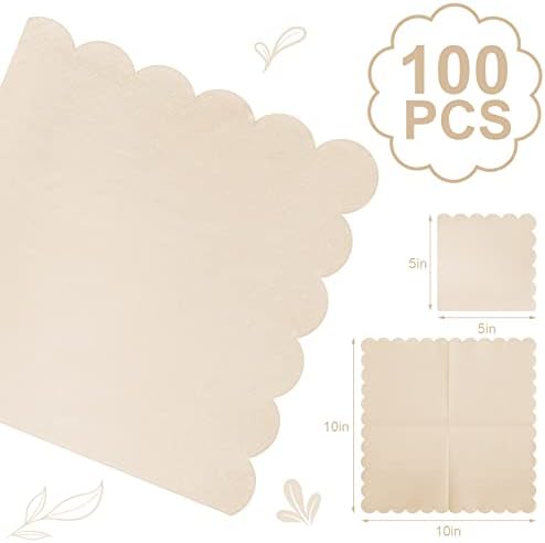 Fuutreo 100 Pcs Scalloped Cocktail Napkins