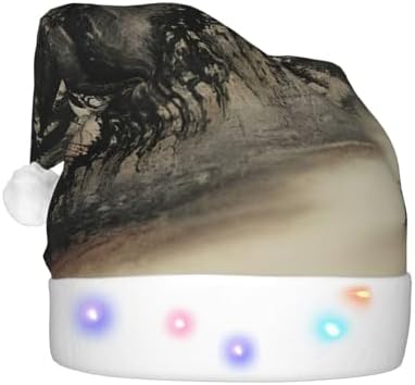 Chinese Painting Print Christmas Hat with LED Lights