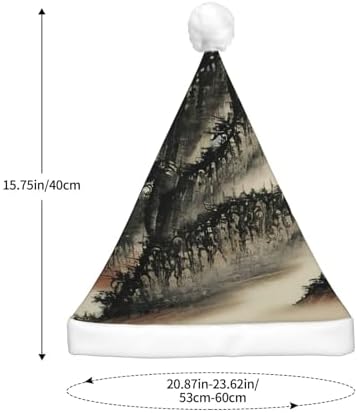 Chinese Painting Print Christmas Hat with LED Lights