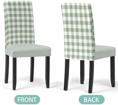 Savannan Chair Covers Set of 4 Sage Green Buffalo Plaid 1
