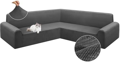 Arfntevss Velvet L Shape Sectional Slipcover Set