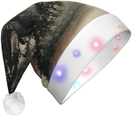 Chinese Painting Print Christmas Hat with LED Lights