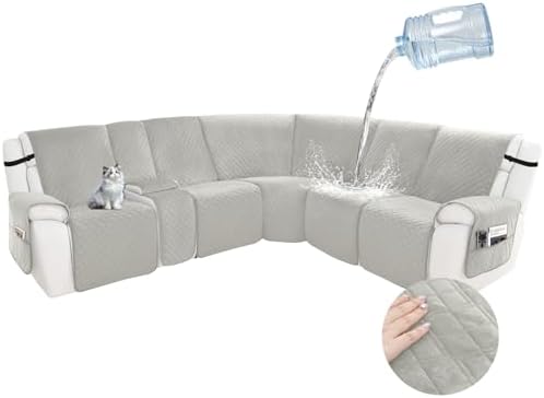 Arfntevss Waterproof Recliner Sectional Couch Covers Set Light Gray