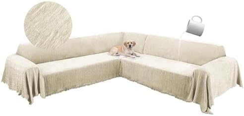 100 Waterproof L Shape Sectional Sofa Cover with Tassels