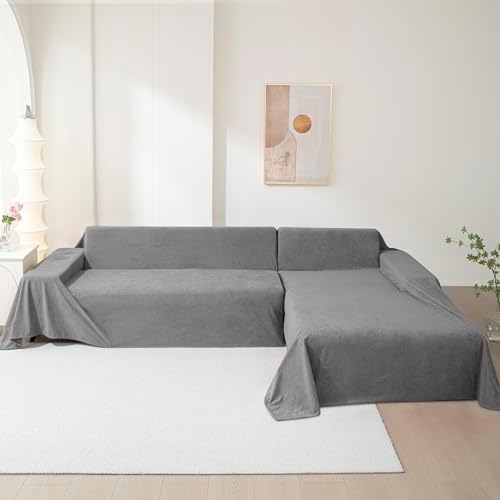 MEETSKY 91 x 150 Grey Sectional Couch Cover