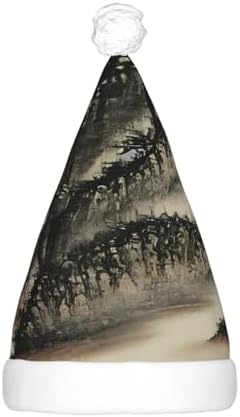 Chinese Painting Print Christmas Hat with LED Lights