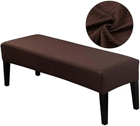 Plaid Brown Dining Chair Slipcover with Elastic Band