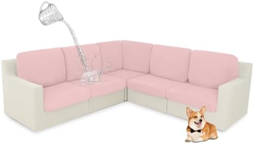 ALIECOM Pink Corner Sectional Sofa Covers 11 Piece 100 Waterproof