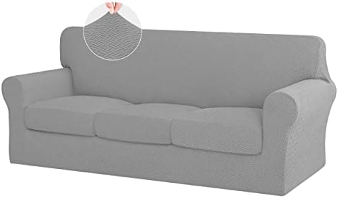ISSUNTEX 4-Piece High Stretch Jacquard Sofa Slipcover Set