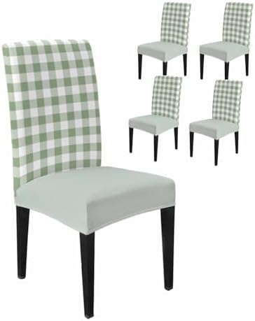 Savannan Chair Covers Set of 4 Sage Green Buffalo Plaid 1