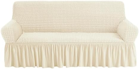 NICEEC Beige Stretch Fitted Sofa Slipcover 3 Seat Universal Durable Cover