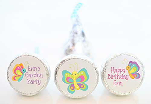 Personalized Garden Party Butterfly Hershey Kiss Stickers