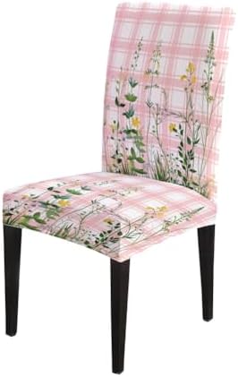 EMMTEEY Dining Chair Slipcovers Set of 6 Pink Spandex 1