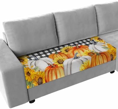 Fall Sunflower Pumpkin Sofa Cushion Covers Washable Removable Stretchable