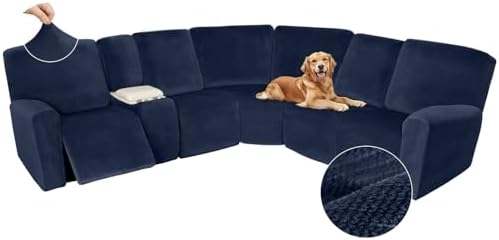 Arfntevss Velvet Sectional Recliner Slipcover Set