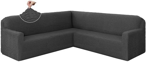 HDCAXKJ L-Shaped Sectional Couch Cover Charcoal Grey X-Large