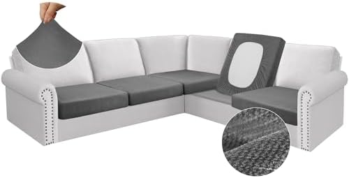 Arfntevss Velvet Sectional Couch Covers 5 Piece Set Light Gray