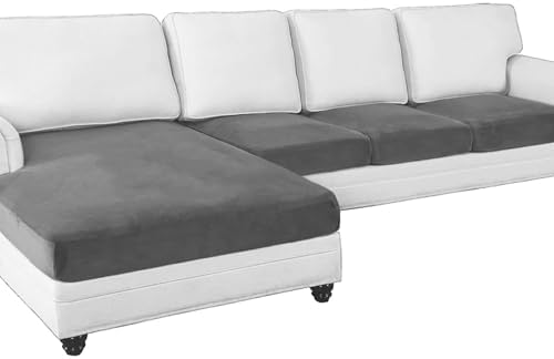 Velvet Sectional Couch Covers 4 Piece Set for L Shape Sofa