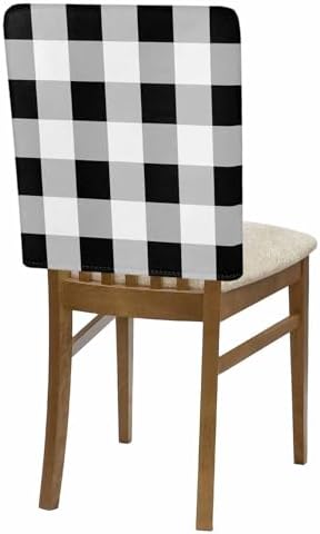 Black White Buffalo Check Dining Chair Covers Set of 4