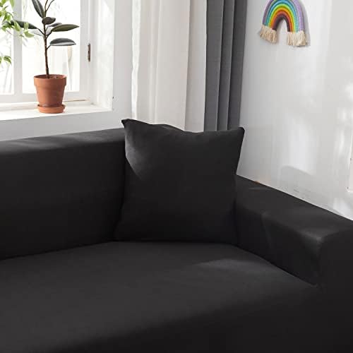 Black Sectional Couch Covers L Shape for 3 Cushion Couch