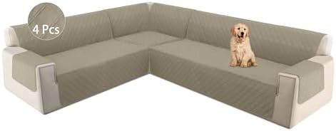 HDCAXKJ 4 Piece L Shape Sofa Cover Set for Pets and Kids