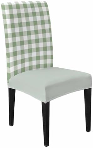 Savannan Chair Covers Set of 4 Sage Green Buffalo Plaid 1