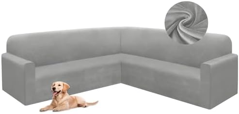Luxury Velvet Stretch L Shape Sofa Cover Set