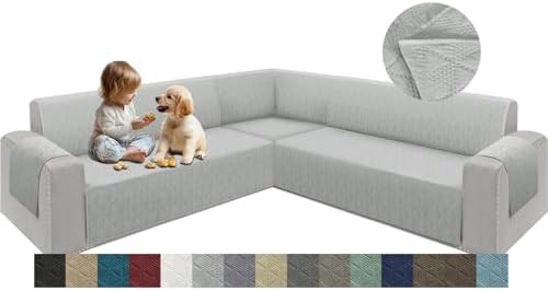 ALIECOM L Shape Sofa Cover with Elastic Straps