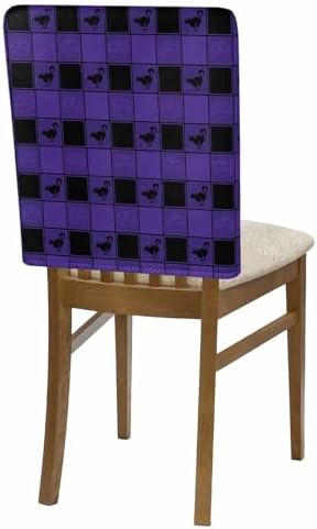 Halloween Chair Covers Set of 4 Purple Black Plaid 1