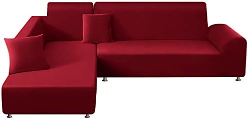 Elehealthy Sectional Sofa Covers 2 Pcs L Shape Couch Protector Red
