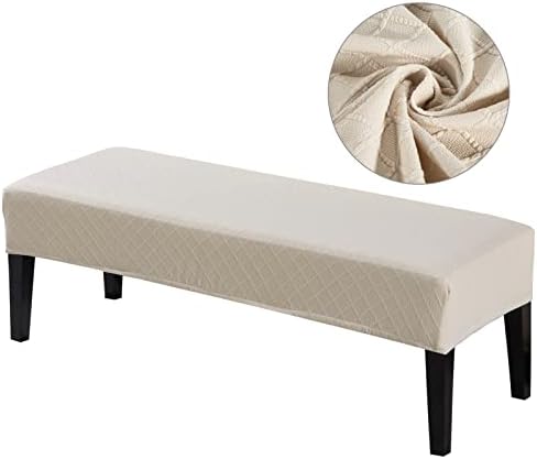 Plaid Beige Bench Covers for Dining Chairs