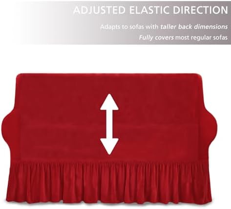 NICEEC Red Loveseat Cover with Skirt and Elastic