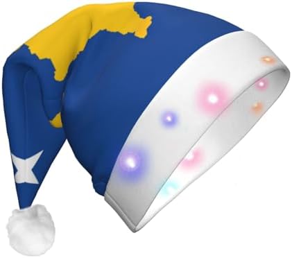 Flag Of Kosovo Christmas Hat With LED Lights