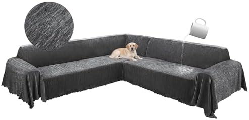 100 Waterproof L Shape Sectional Couch Cover with Tassel