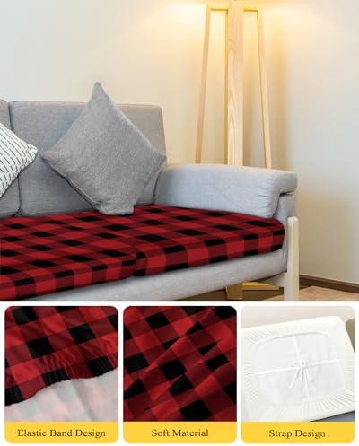 Red and Black Buffalo Plaid Sofa Cushion Cover