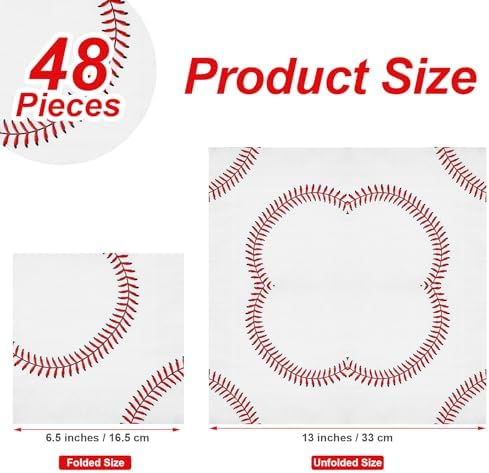 Aodaer 48 Piece Baseball Napkins for Sports Parties