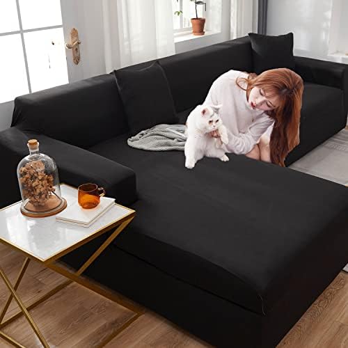 Black Sectional Couch Covers L Shape for 3 Cushion Couch