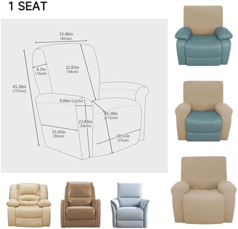 vctops 4 Piece Geometric Plaid Recliner Slipcover Set