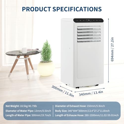 MilleLoom Portable Air Conditioner 8000 BTU White