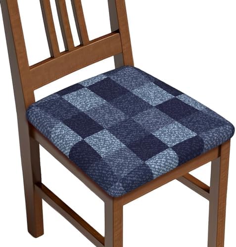 Blue Gingham Buffalo Check Seat Covers for Dining Room Chairs