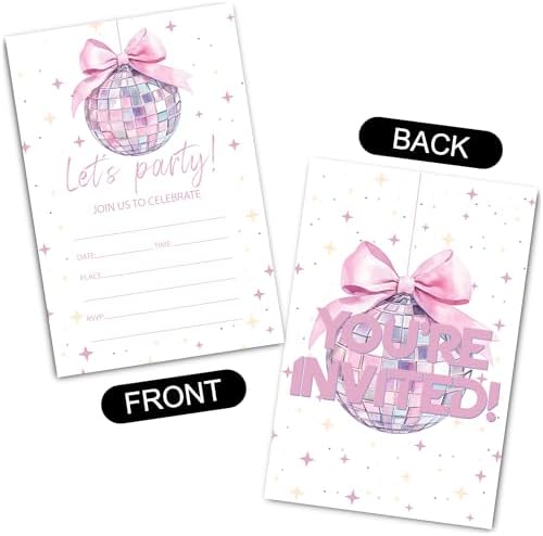 Disco Birthday Party Invitation Cards 30 Pack