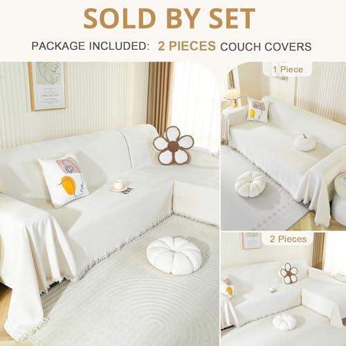 Royhom Sectional Couch Covers 2 Piece L Shaped Blanket