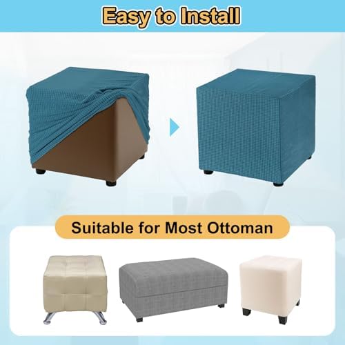Uxcell Stretch Ottoman Cover Dark Cyan 40-50
