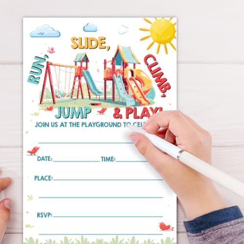 Park Theme Birthday Invitations with Envelopes