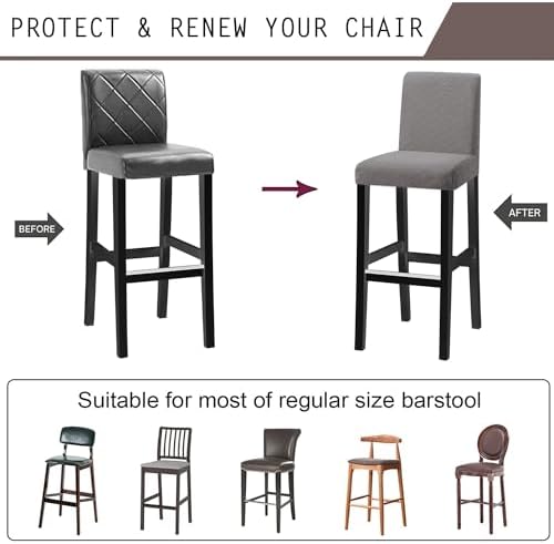 KELUINA Bar Stool Covers Set of 4 Light Grey