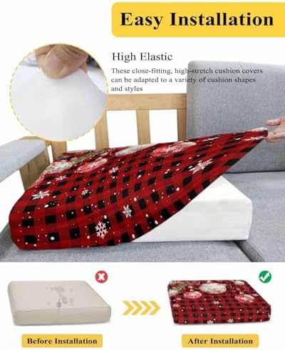 Red Christmas Balls Sofa Cushion Covers Washable and Stretchable