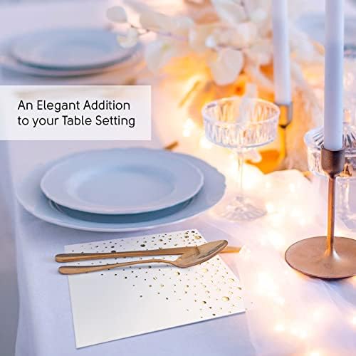 Stylish White and Gold Napkins for Party 1