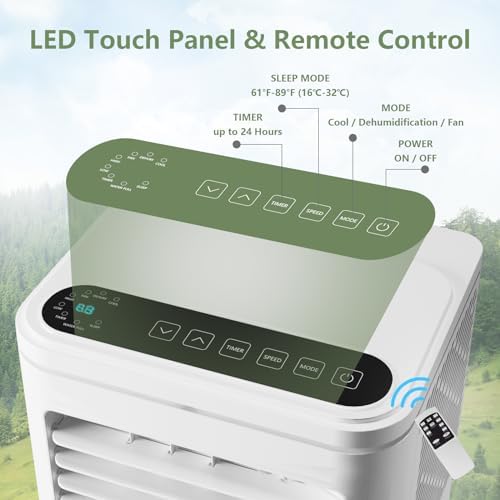 10000 BTU Portable AC Unit with 24H Timer and Dehumidifier