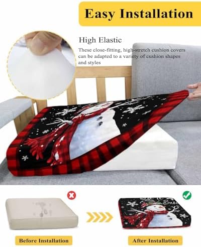 Black Red Christmas Sofa Cushion Covers for L T Shape Sofas